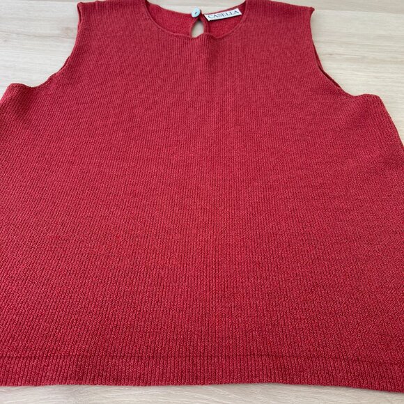 CASELLA Rust Stretch Knit Wool/Rayon Sleeveless Tank Top XL / Modern Minimalist - Picture 2 of 13